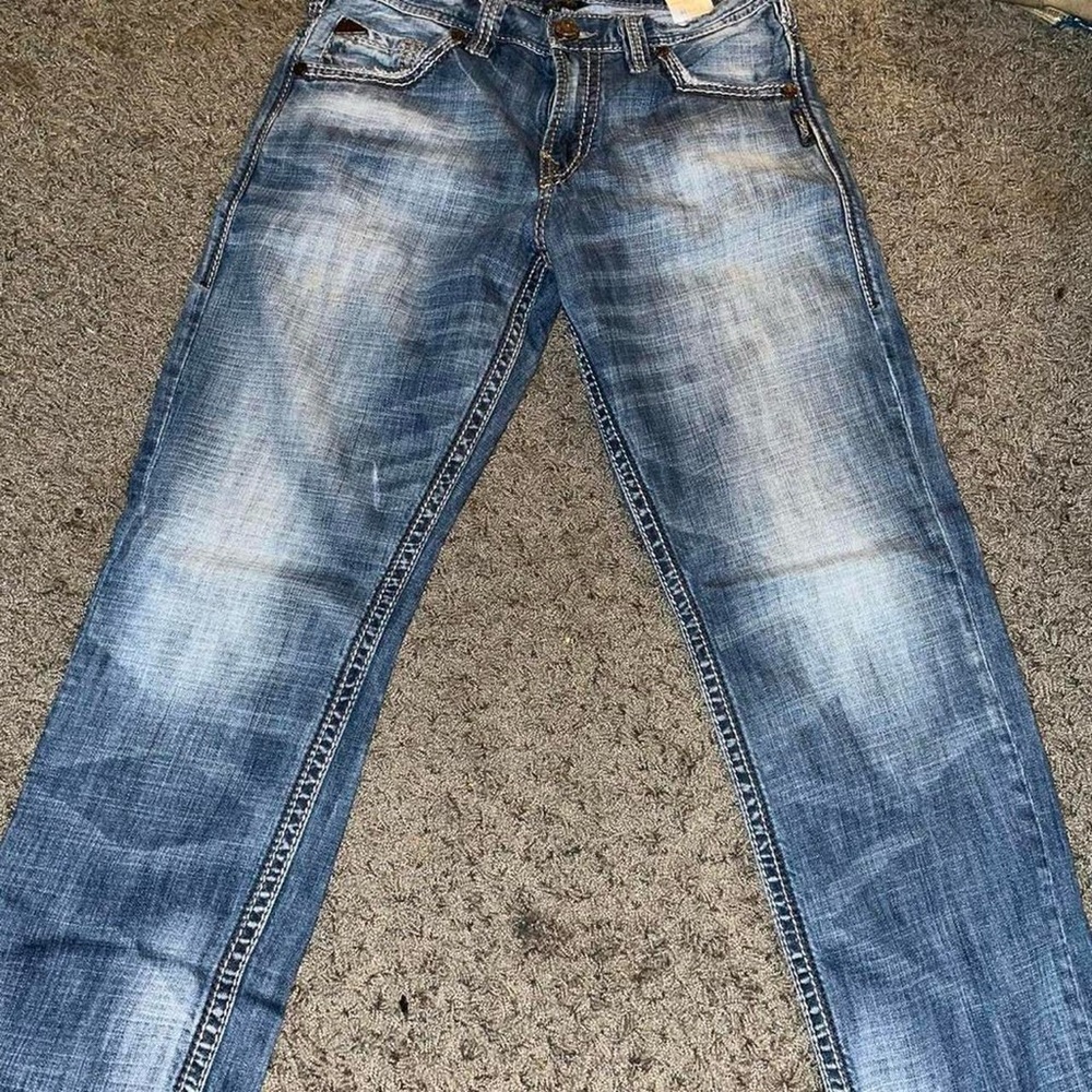 Silver Jeans Blue Straight Denim with Vintage Fading